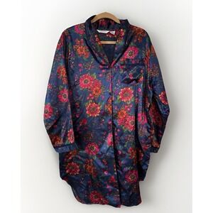 Vtg Romantic Moods Sleep Shirt Multicolor Floral Sz L
